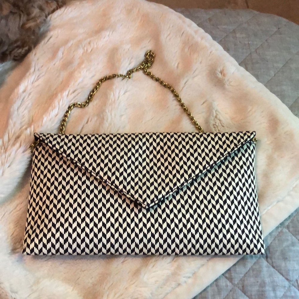 Super cute JCrew B&W clutch/shoulder bag